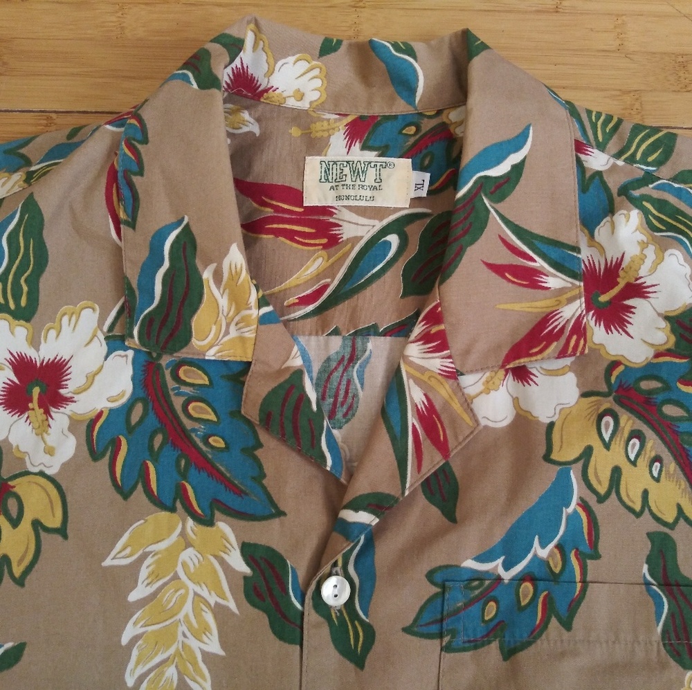 🌴 Newt At The Royal Hawaiian Aloha XL Shirt Brown